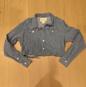 Light Blue Denim Cropped shirt with open back